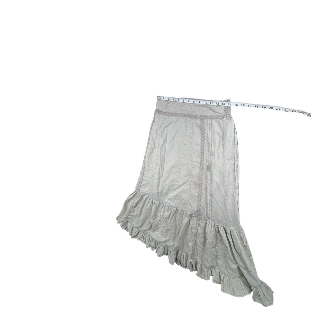 Miss Selfridge Boho Embroidered Midi Skirt Beige Cotton Size 10 - Picture 8 of 8